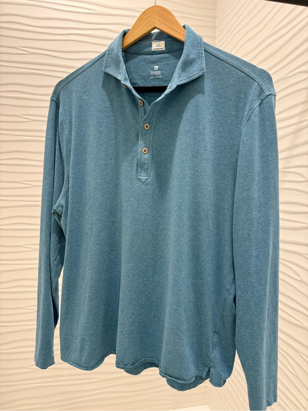 Johnnie-O Long Sleeve Heathered Blue Green Polo Shirt